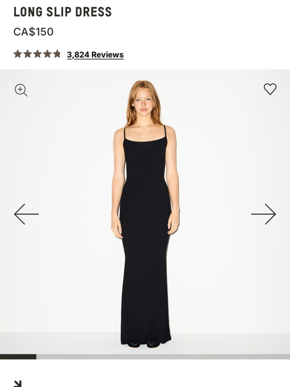 Skims Long Slip Dress - Black